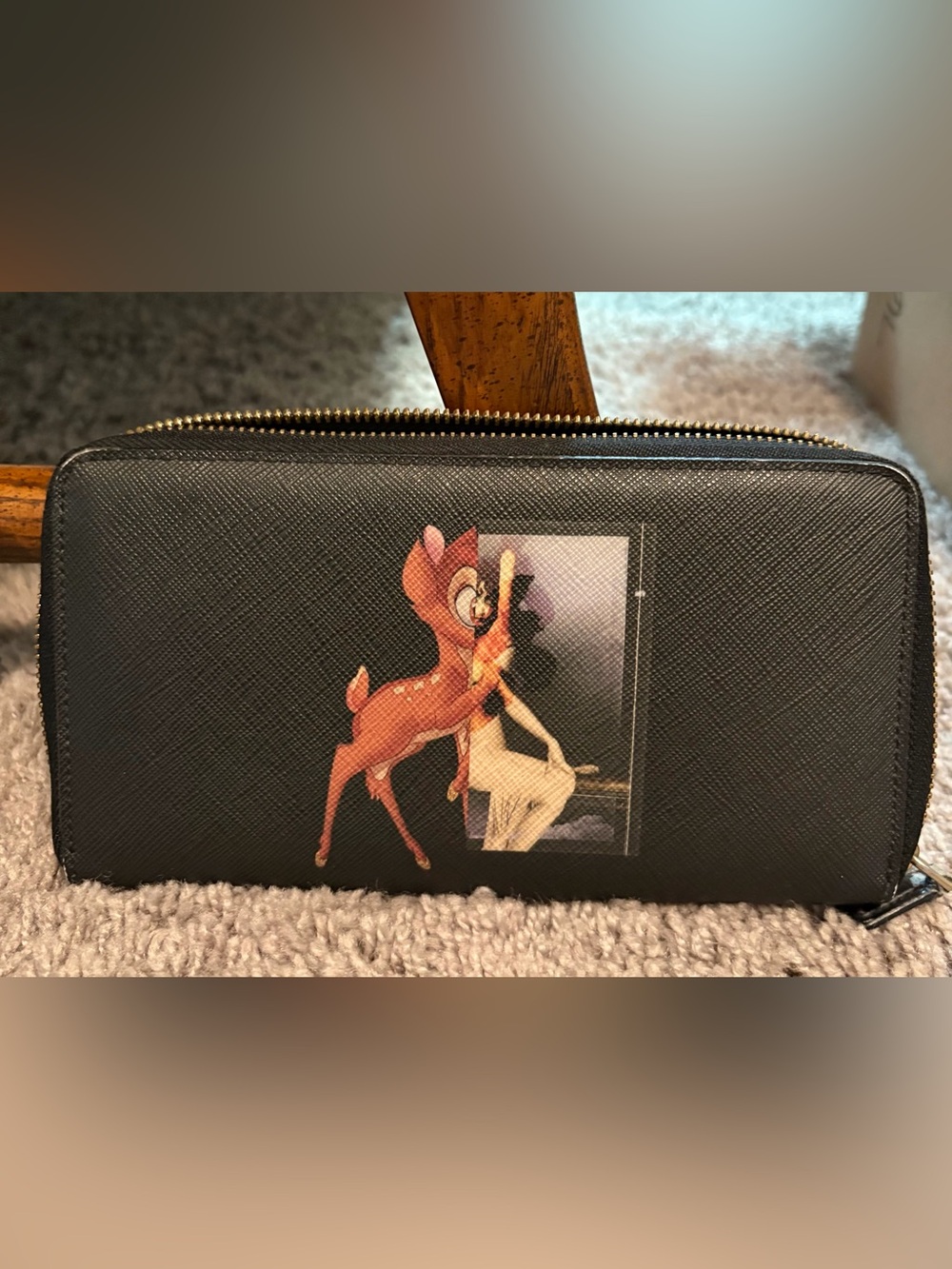 Givenchy Black Zip Continental wallet with Bambi Print